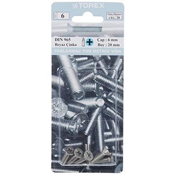 Torex DIN 965 YHB 6x20 mm Küt Uçlu Metrik Vida