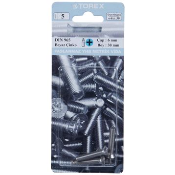 Torex DIN 965 YHB 6x30 mm Küt Uçlu Metrik Vida