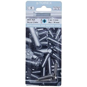 Torex DIN 965 YHB 6x30 mm Küt Uçlu Metrik Vida