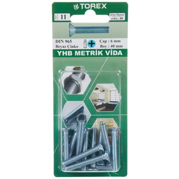 Torex DIN 965 YHB 6x40 mm Küt Uçlu Metrik Vida