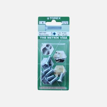 Torex DIN 965 YHB 8x20 mm Küt Uçlu Metrik Vida