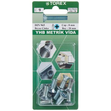 Torex DIN 965 YHB 8x20 mm Küt Uçlu Metrik Vida