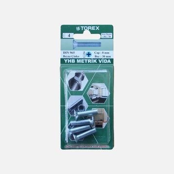 Torex DIN 965 YHB 8x30 mm Küt Uçlu Metrik Vida