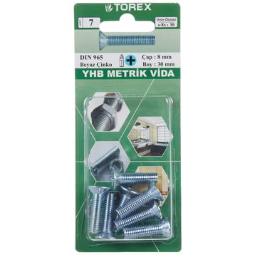 Torex DIN 965 YHB 8x30 mm Küt Uçlu Metrik Vida