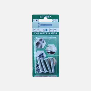 Torex DIN 965 YHB 8x40 mm Küt Uçlu Metrik Vida