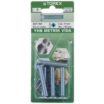 Torex DIN 965 YHB 8x50 mm Küt Uçlu Metrik Vida