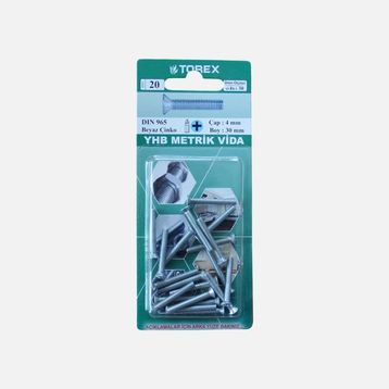 Torex DIN 965 YHB Küt Uçlu Metrik 4x30 mm Vida