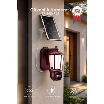 Torima CMR-29 3 MP 2K 3.6mm Lens Solar Aplik Lambası Görünümlü Wi-Fi IP Kamera
