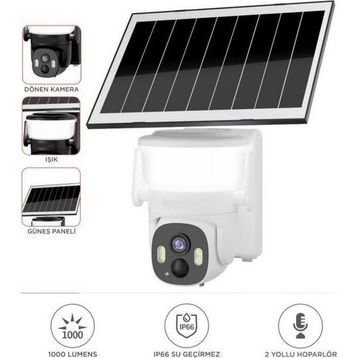Torima CMR-30 3 MP 3.6mm 2K Solar Güneş Enerjili Beyaz Duvar Lambası Kamera