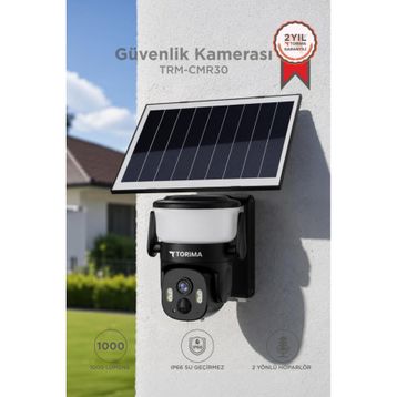 Torima CMR-30 3 MP 3.6mm 2K Solar Güneş Enerjili Siyah Duvar Lambası Kamera