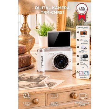 Torima CMR-51 48 MP 1080p Full HD Beyaz Retro Vlog Kamerası