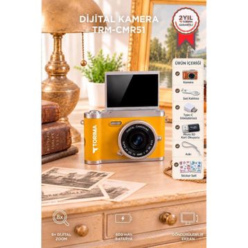 Torima CMR-51 48 MP 1080p Full HD Sarı Retro Vlog Kamerası