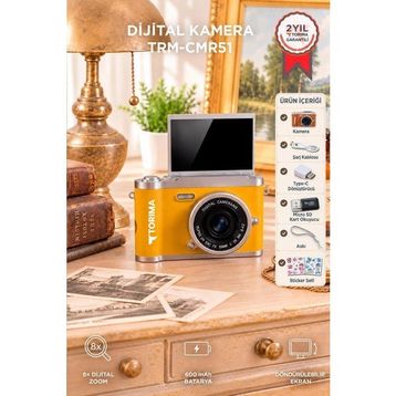 Torima CMR-51 48 MP 1080p Full HD Sarı Retro Vlog Kamerası