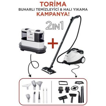 Torima CX-002B Beyaz Halı ve Koltuk Yıkama Makinesi + CB-08C Çok Fonksiyonlu Buharlı Temizleyici