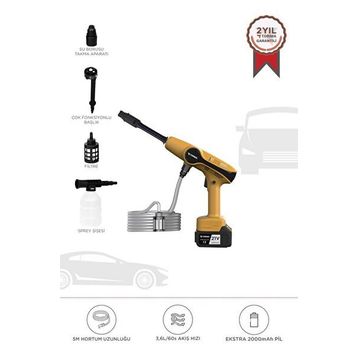 Torima D-015 Sarı Akülü Şarjlı Yıkama Temizleme Su Tabancası