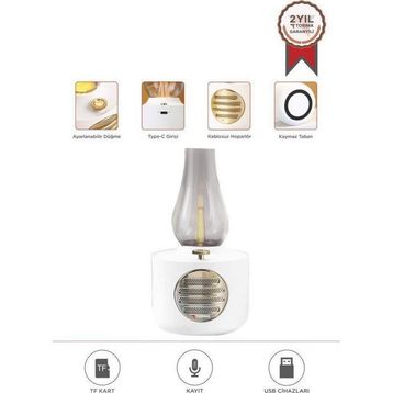 Torima D53 Beyaz Vintage Gaz Lambası Taşınabilir Bluetooth Speaker