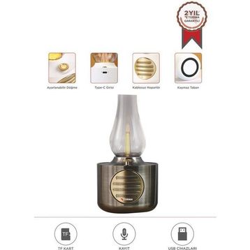 Torima D53 Nikel Antrasit Vintage Gaz Lambası Taşınabilir Bluetooth Speaker