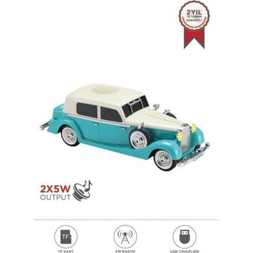 Torima D55 Turkuaz Retro Araba Tasarımlı Bluetooth Hoparlör