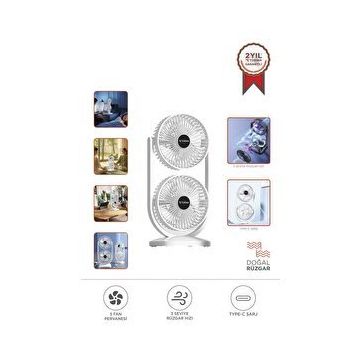Torima F-22 Beyaz Mini Fan Vantilatör