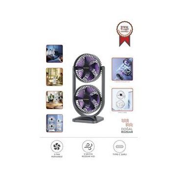 Torima F-22 Siyah Mini Fan Vantilatör