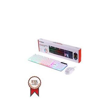 Torima TMK-03 Beyaz RGB Kablolu Gaming Klavye Mouse Seti