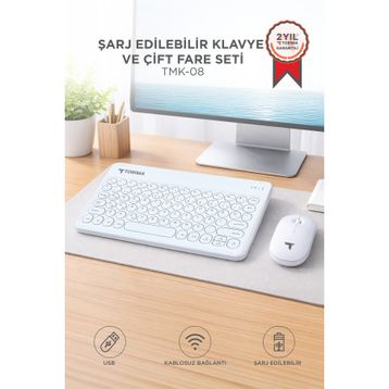 Torima TMK-08 Beyaz TKL Kablosuz Klavye Mouse Seti