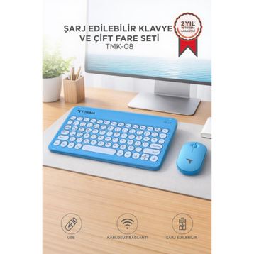 Torima TMK-08 Mavi TKL Kablosuz Klavye Mouse Seti