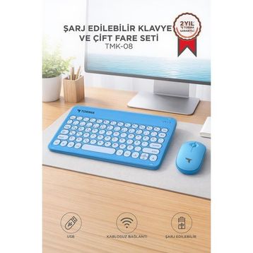 Torima TMK-08 Mavi TKL Kablosuz Klavye Mouse Seti