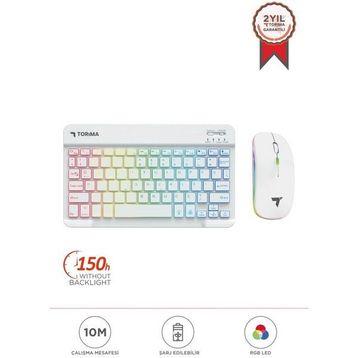 Torima TMK-09 Beyaz RGB Kablosuz Klavye Mouse Seti