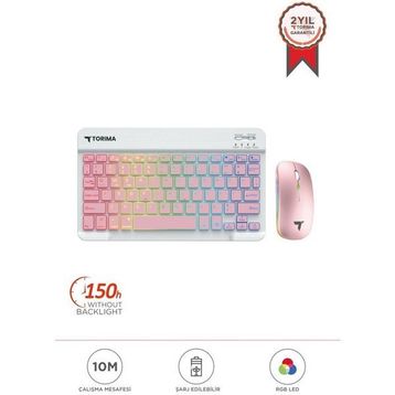 Torima TMK-09 Pembe RGB Kablosuz Klavye Mouse Seti