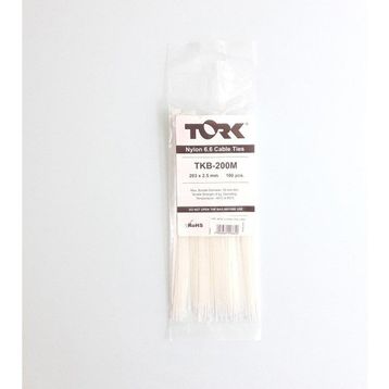 Tork TKB-200M 100 Adet 2.5x203 mm Beyaz Kablo Bağı