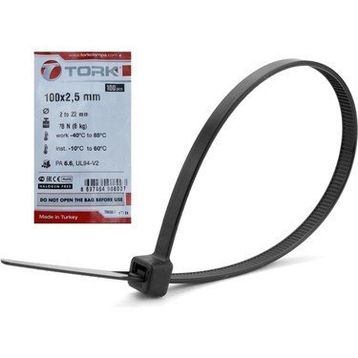 Tork TRK-100-2,5 mm Siyah 100'lü Kablo Bağı