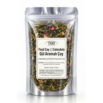 TOS The Organic Spices 250 gr Yeşil Çay | Calendula ve Gül Aromalı Çay