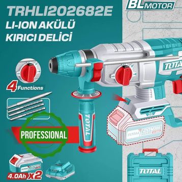 Total TRHLI2022875 2x4 Ah Çift Akü Li-Ion Kırıcı Delici Matkap