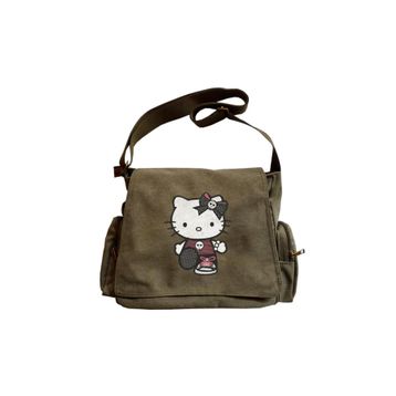 Touz Moda Hello Kitty Goth Baskılı Yeşil Unisex Postacı Çantası