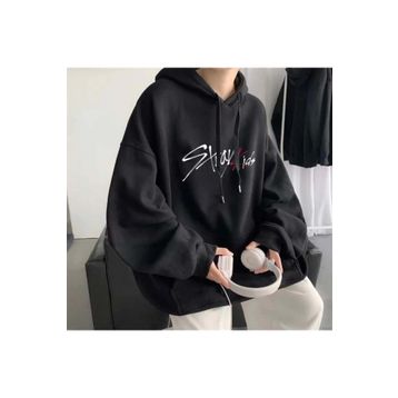 Touz Moda Stray Kids Siyah Kapüşonlu Oversize Hoodie Kadın Sweatshirt