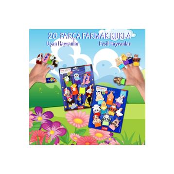 Tox Evcil Hayvanlar ve Uçan Hayvanlar T772 T222 2 Set 20 Parça Parmak Kukla