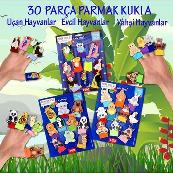 Tox Evcil Vahşi ve Uçan Hayvanlar T772 T782 T222 3 Set 30 Parça Parmak Kukla