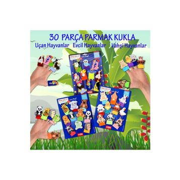 Tox Evcil Vahşi ve Uçan Hayvanlar T772 T782 T222 3 Set 30 Parça Parmak Kukla