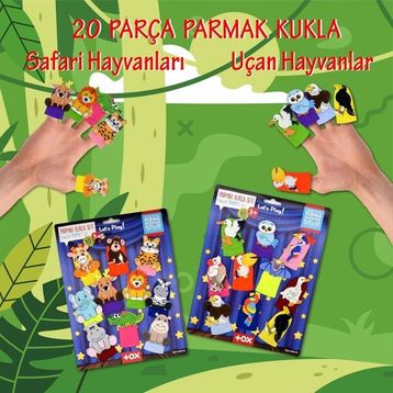 Tox Safari ve Uçan Hayvanlar T223 T222 2 Set 20 Parça Parmak Kukla