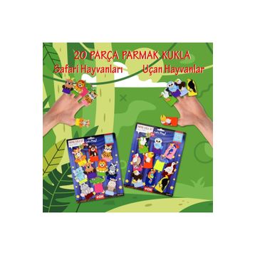 Tox Safari ve Uçan Hayvanlar T223 T222 2 Set 20 Parça Parmak Kukla