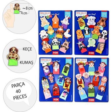Tox T771 T781 T761 T751 Meslekler Aile Bireyleri Evcil ve Vahşi Hayvanlar 4 Set 40 Parça Parmak Kukla