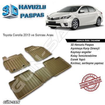 Toyota Corolla 2013 3D Havuzlu Paspas
