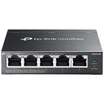 TP-Link Omada ES205GP 5 Port 10/100/1000 4 Port Poe+ 5xGigabit RJ45 Poe+ 65W Metal Kasa Yönetilebilir Switch