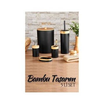 Transformacion 718977 5'li Bambu Design Siyah Banyo Seti
