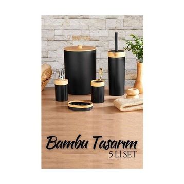 Transformacion 718977 5'li Bambu Design Siyah Banyo Seti