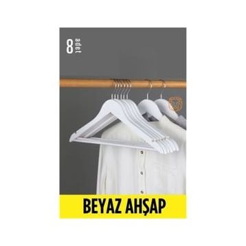 Transformacion 720178 Beyaz Ahşap 8 Adet Elbise Askısı