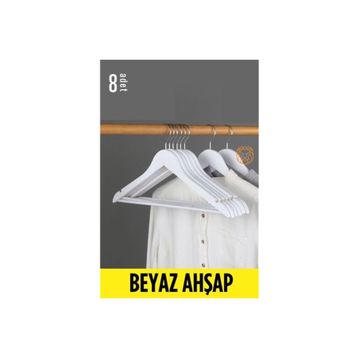 Transformacion 720178 Beyaz Ahşap 8 Adet Elbise Askısı