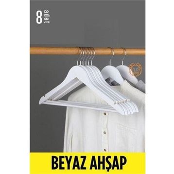 Transformacion 720178 Beyaz Ahşap 8 Adet Elbise Askısı