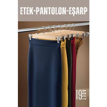 Transformacion 720643 Etek Pantolon Eşarp 19 Adet Ahşap Kıskaçlı Askı